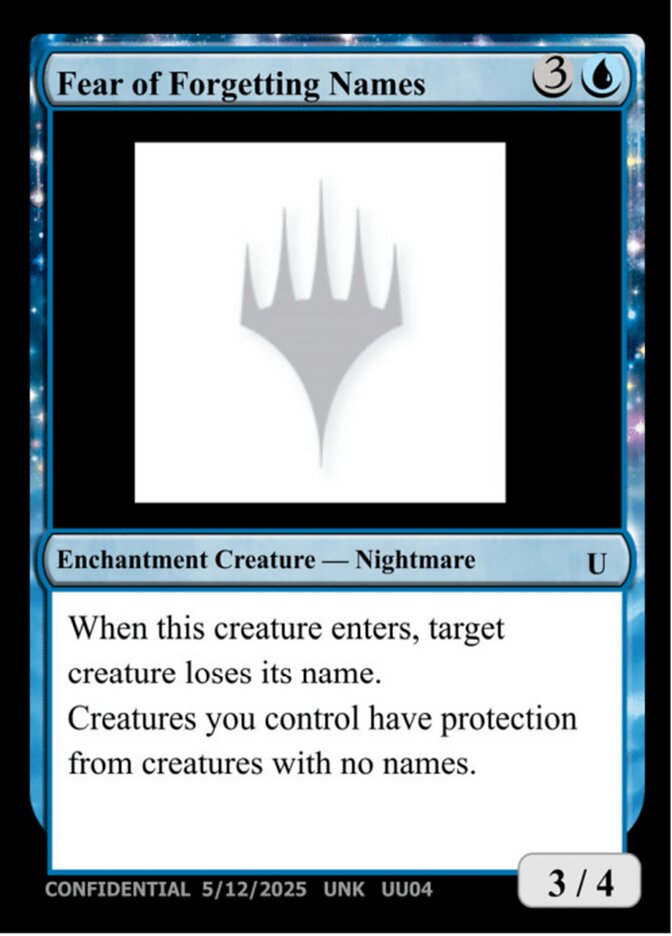 Fear of Forgetting Names (Unknown Event)