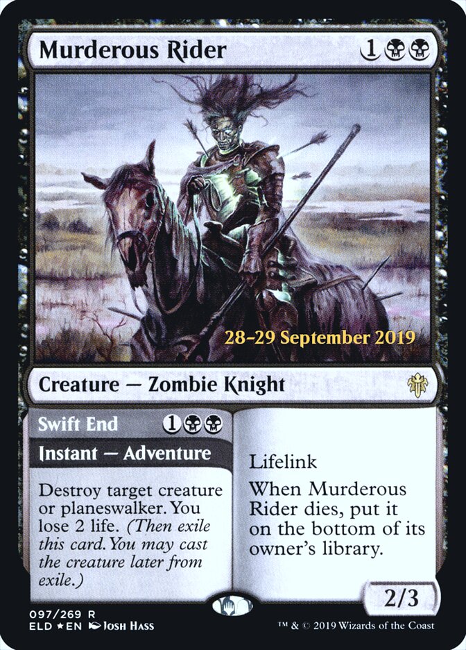 Murderous Rider // Swift End (Throne of Eldraine Promos)