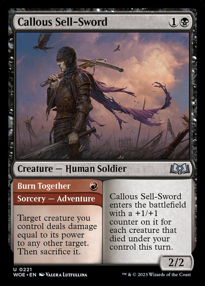 Callous Sell-Sword // Burn Together (Wilds of Eldraine)