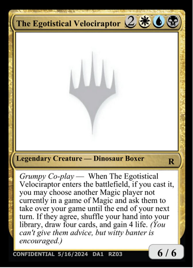 The Egotistical Velociraptor (Unknown Event)