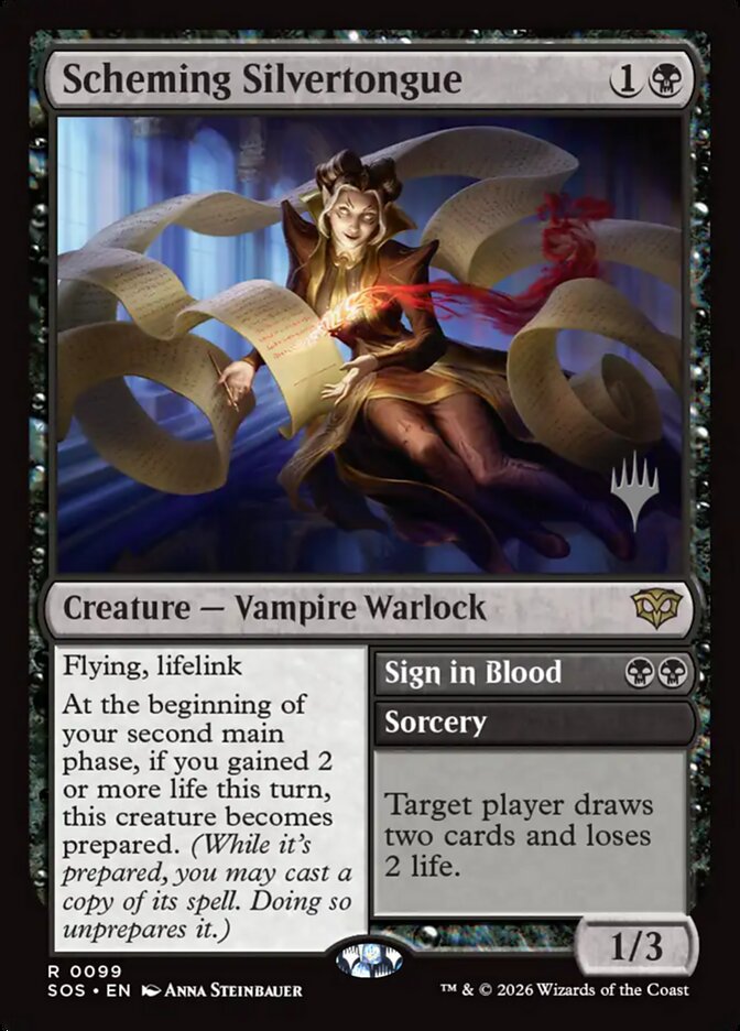 Scheming Silvertongue // Sign in Blood (Secrets of Strixhaven Promos)