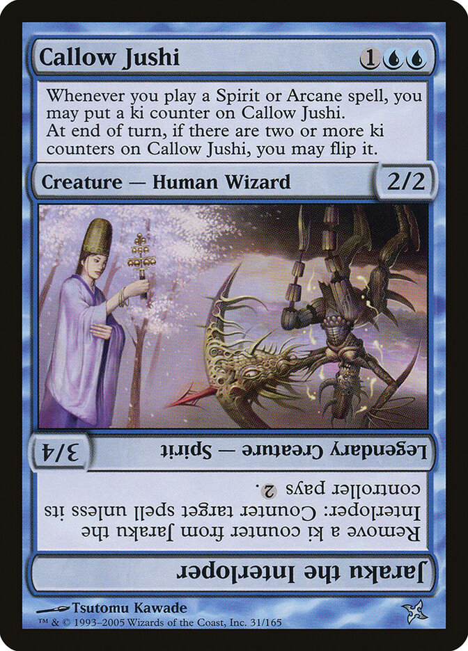 Callow Jushi // Jaraku the Interloper (Betrayers of Kamigawa)