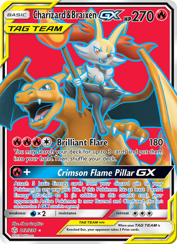 Charizard & Braixen GX (Full Art) (SM - Cosmic Eclipse)
