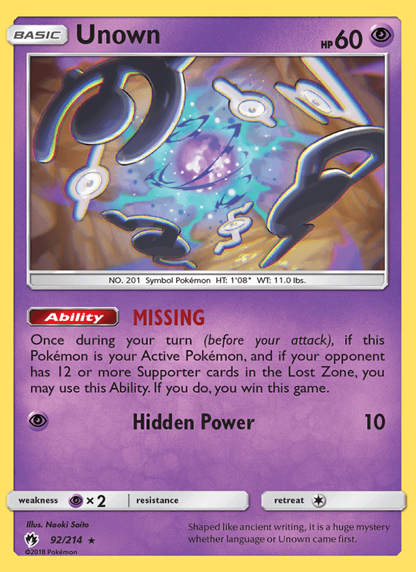 Unown (92) (SM - Lost Thunder)
