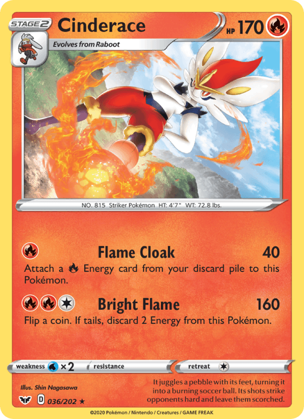 Cinderace (036) (SWSH01: Sword & Shield Base Set)